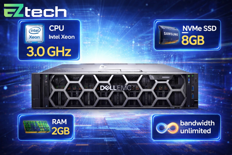 Hosting NVMe của EZTECH có cấu hình mạnh mẽ