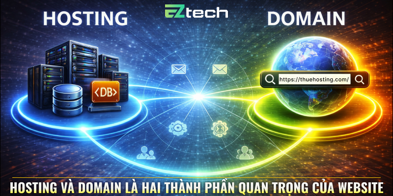 Hosting và Domain là hai thành phần quan trọng của website
