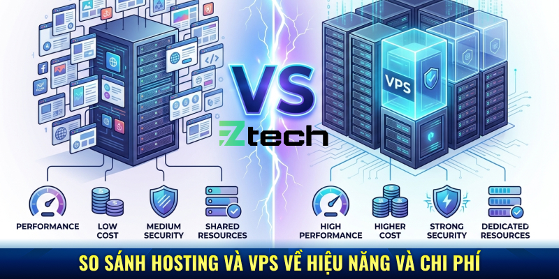 So sánh Hosting và VPS về hiệu năng và chi phí