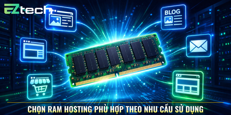 Chọn RAM hosting phù hợp theo nhu cầu sử dụng